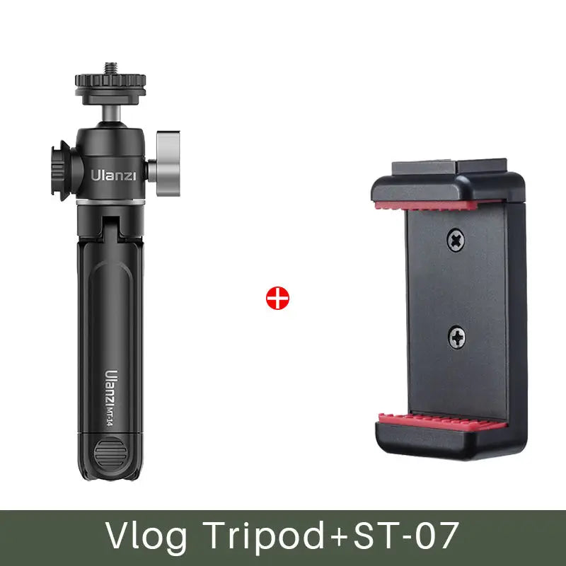 U-Vlog Lite Extendable Tripod Dual Cold Shoe Ball Head Volg Tripod for Smartphone Sony Canon Nikon DSLR Camera