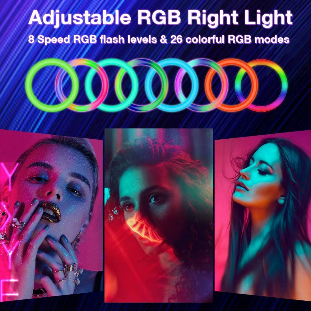 RGB Ring Light Lamp Ring round with Remote Control for Smartphone Mobile Led Video Light Ring Make Youtube Photographic Lighting