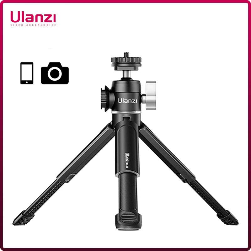 U-Vlog Lite Extendable Tripod Dual Cold Shoe Ball Head Volg Tripod for Smartphone Sony Canon Nikon DSLR Camera