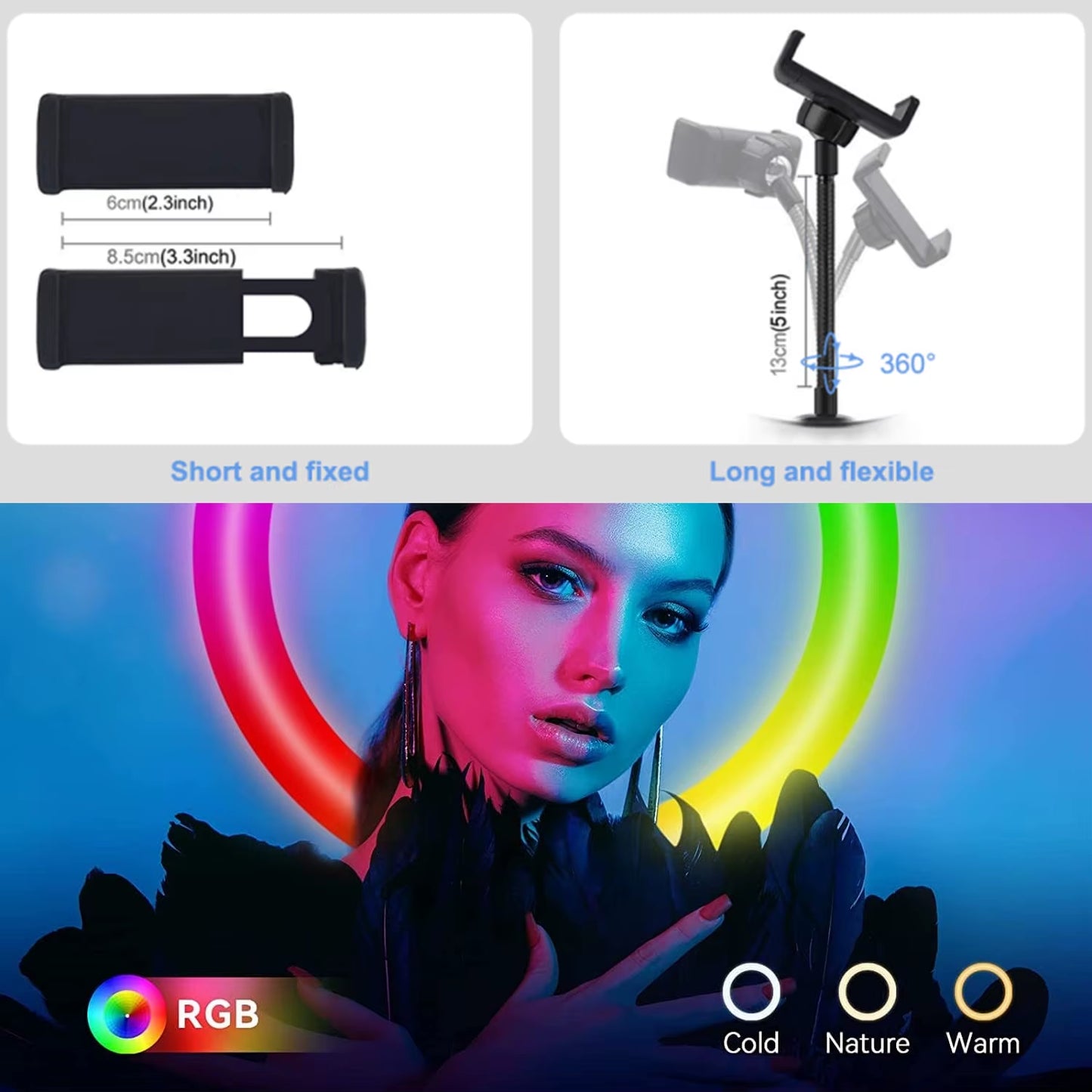 RGB Ring Light Lamp Ring round with Remote Control for Smartphone Mobile Led Video Light Ring Make Youtube Photographic Lighting